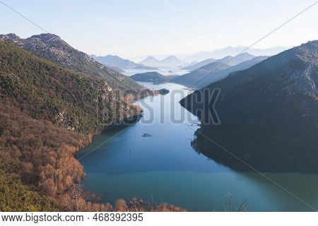 Aerial View Of Skadar Lake National Park Panoramic Landscape, Montenegro, Skadarsko Jezero, Also Cal