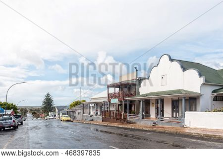 Bredasdorp, South Africa - Sep 23, 2022: A Street Scene, With Businesses, In Bredasdorp In The Weste