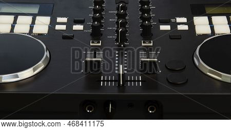 Audio Mixer, Remote Control Dj. Buttons On The Remote Control To Control The Sound. Close-up Of The 