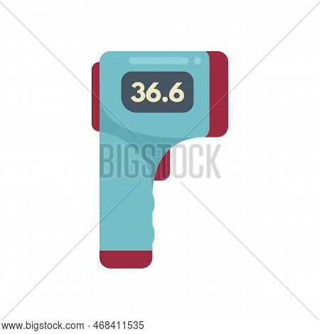 Gun Thermometer Icon Flat Vector. Laser Sensor. Hold Medical Isolated
