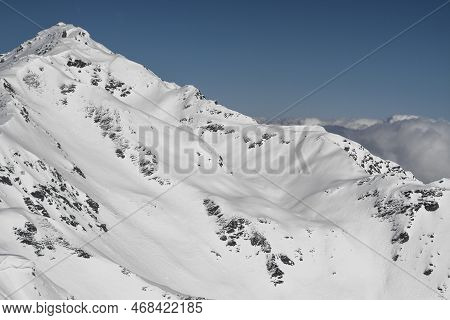A Wide Winter Panorama Of The Snowy Mountain At The Ski Resort Kaltenbach ​hochfugen, Tyrol, Austria