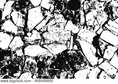 Grunge Black And White Rock Wall Texturedbackground (vector). Use For Decoration, Aging Or Old Layer