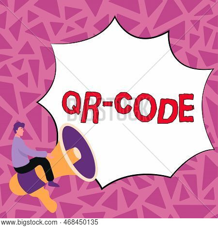 Handwriting Text Qr Code. Business Idea The Trademark For A Type Of Matrix Barcode A Machine-readabl
