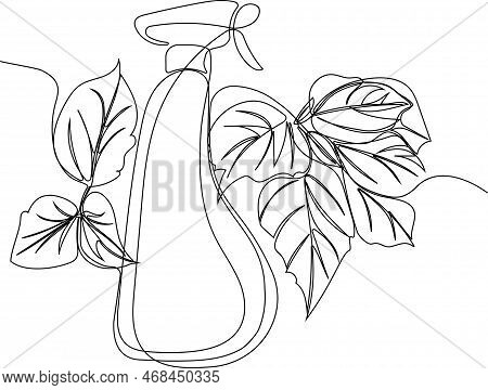 Continuous One Line Drawing Of Bottles For Liquid Laundry Detergent, Bleach, Fabric Softener, Dishwa