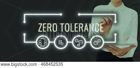 Inspiration Showing Sign Zero Tolerance. Concept Meaning Refusal To Accept Antisocial Behaviour Or I