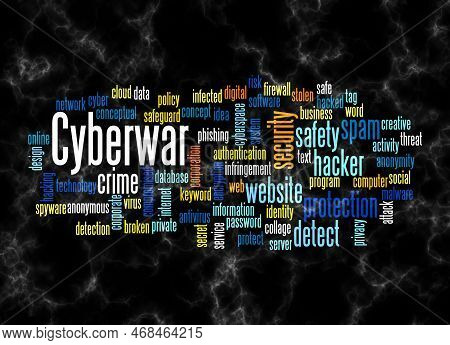 Word Cloud With Cyberwar Concept Create With Text Only.