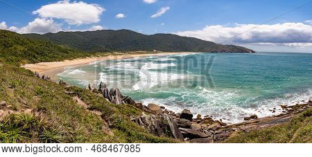 Panorama Of Trail To The Beach, Forest And Rocks In The Wild Lagoinha Do Leste Beach, Florianopolis,