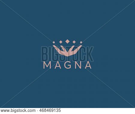 Abstract Flower Logo. Hands In The Form Of A Crown Icon. Power Luxury Sign. Beauty Salon Massage Emb