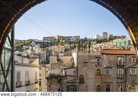 View Of The Vomero Hill And St. Elmo Castle From The Montesanto District Of Naples. Italy