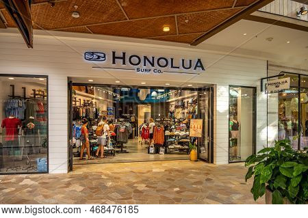 Honolulu, Hawaii - December 31, 2022: Honolua Surf Co Storefront At International Market Place.