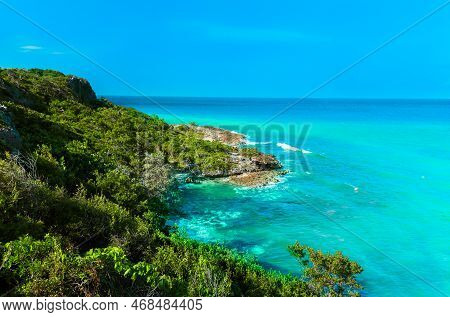 Stunning Gorgeous Mountains, Hills Landscape View In Holguin Province, Cuba, Esmeralda Beach On Sunn