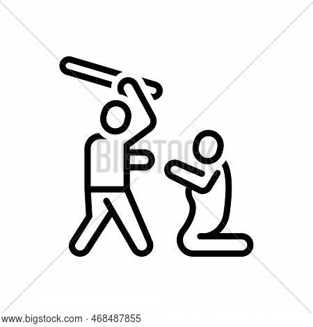 Black Line Icon For Dominant Beating Whacking Request Stanchion Powerful