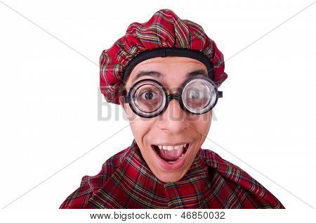 Lustige Scotsman isolated on the white