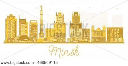 Minsk Belarus City Skyline Golden Silhouette. Vector Illustration. Business Travel Concept. Minsk Ci