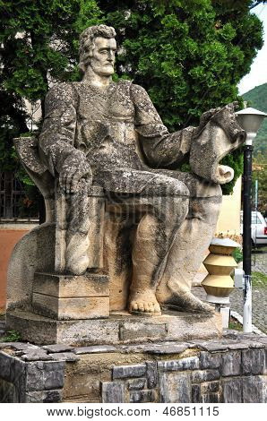 The statue of the medieval printer Coresi in Brasov, Romania
