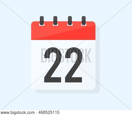 The Twenty Second Day Of The Month With Date 22, Day Twenty Two Logo Design. Calendar Icon Flat Day 