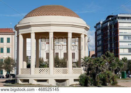 Panoramic View Of The Terrazza Mascagni Gazebo . Livorno, Tuscany Italy