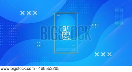Abstract Bright Blue Background With Geometric Shapes Compotition.colorful Blue Wave Design. Simple 