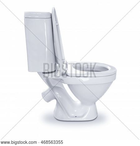 White Toilet Bowl Close-up On A White Background.