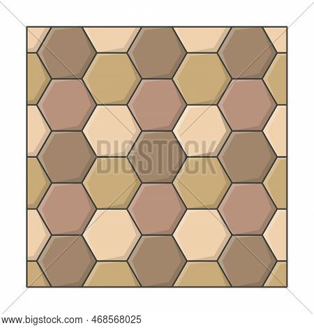 Cobblestone Road With Mosaic Blocks. Stone Tiles Texture For Pavement. Top View Of Pave Pattern Isol