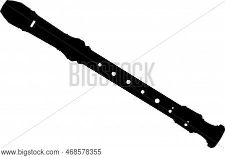 Recorder Sign. Recorder Flute Icon. Recorder School. Soprano Recorder Music Instrument. Flat Style.