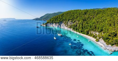 Panoramic Landscape View Of The Beautiful Coast Of Skopelos Island
