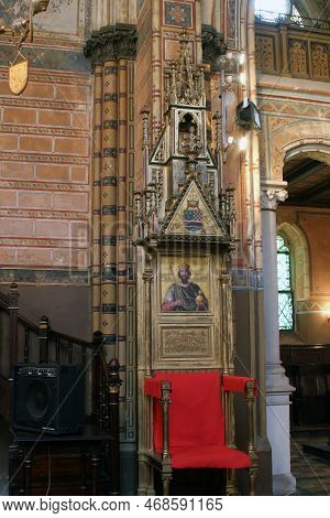 Krizevci, Croatia - May 09, 2012: Bishop's Throne In The Greek Catholic Cathedral Of The Holy Trinit