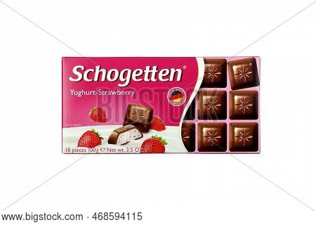 Kharkiv, Ukraine - December 18, 2020: Schogetten Chocolate Pack. Dark Chocolate Produced By Ludwig S