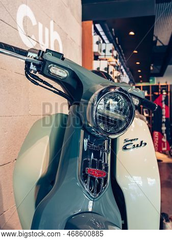 Nakhon Pathom,thailand-january 7, 2023 : View Of Honda Super Cub C 125 Motorcycle Classic 125Cc. Col