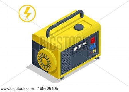 Isometric Small Yellow External Mobile Diesel Generator For Emergency Electric Power. Diesel Generat