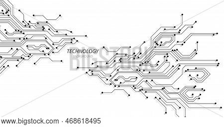 Circuit Board Black Technology On White Background.vector Abstract Technology Illustration Circuit B
