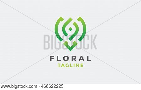 Minimalis Green Leaves Design For Nature Logo Vektor
