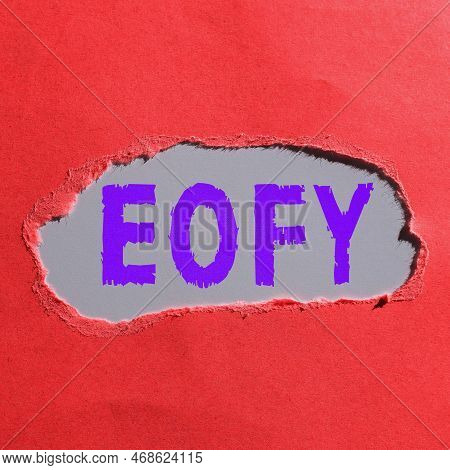 Sign Displaying Eofy. Business Idea A Mega Sale Held On An End Of A Financial Year