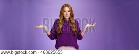 What Your Problem. Frustrated, Confused And Annoyed Redhead Girlfriend Arguing Cannot Get Clue Why B