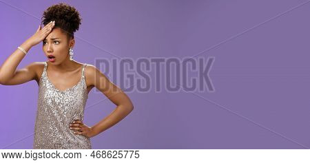 Annoyed Arrogant African-american Wealthy Woman In Silver Shiny Dress Irritated Bothered Stupid Serv