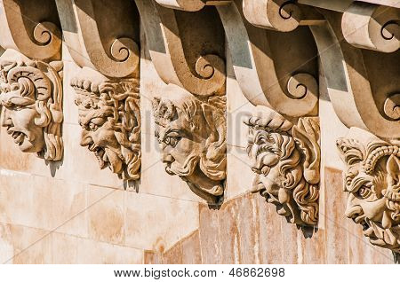 detail of pont neuf in the city of Paris in france