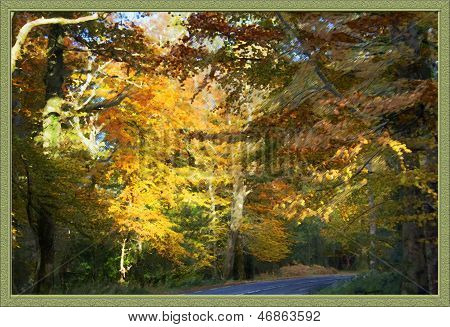 Autumn in the park. Photo painting