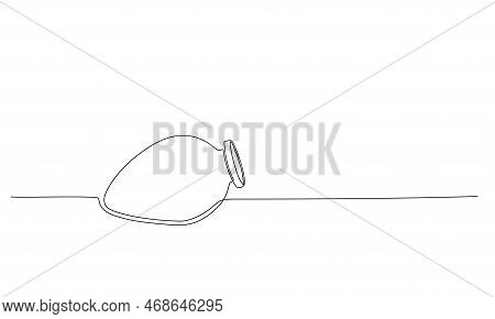 Kvevri Vector Line Illustration. Traditional Georgian Big Clay Vessel Qvevri For Wine Making.