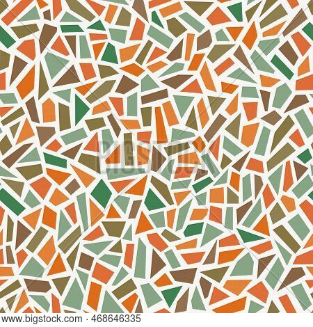 Seamless Vector Pattern. Multicolor Broken Vessel Mosaic, Tiles.
