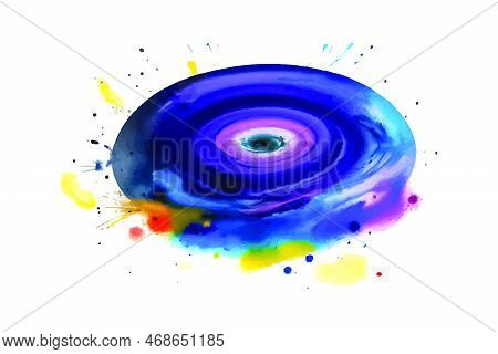 Spital Galaxy Watercolor Paint Splashes, Fantasy Scientific, Celestial Cosmos. Beauty Blue And Purpl