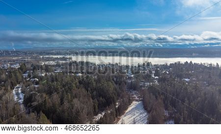 View Of Part Of The City Of Magog Near Lake Memphremagog In Winter
