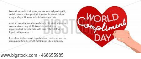 Word Compliment Day Vector Background With Red Heart