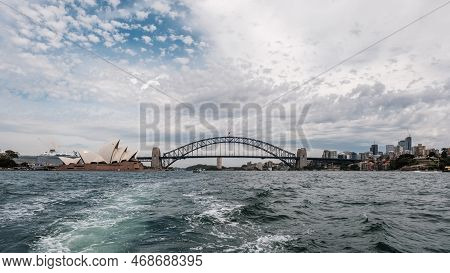 Sydney Harbour, Sydney, Australia - 7th December 2022: Sydney Harbour Bridge And Opera House Viewed 