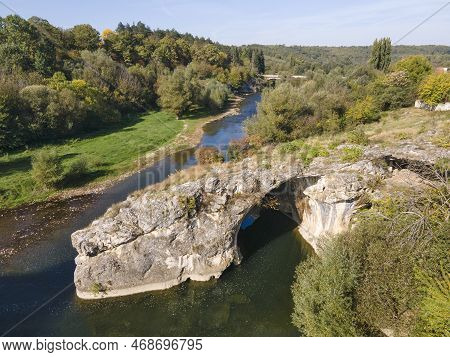 Aerial View Of Vit River, Passing Near Village Of Aglen, Bulgaria