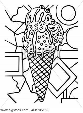 A Cute And Funny Coloring Page Of An Ice Cream In Cone. Provides Hours Of Coloring Fun For Children.