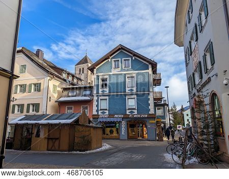 San Candido, Italy - December 30, 2022: Picturesque And Colored Center Of San Candido In Alto Adige,