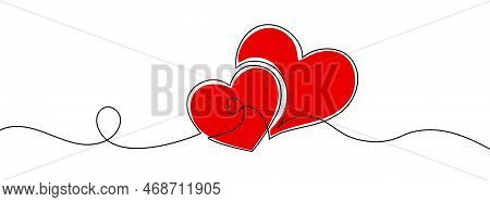 Heart. Abstract Love Symbol. Continuous Line Art Drawing Vector Illustration. Family Symbol