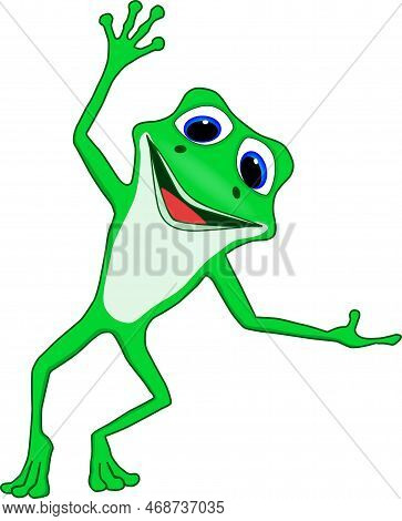 Happy Frog Cartoon Character.  In Cartoon Style. Vector Illustration