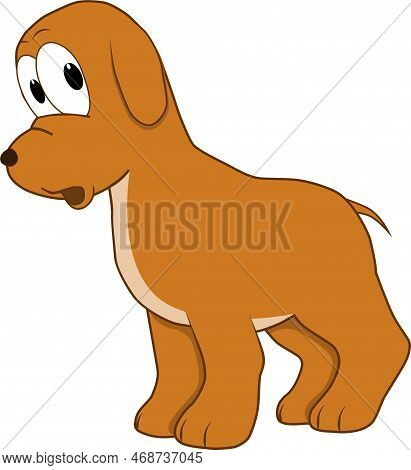 Cute Cartoon Puppy. Funny Dog. Vector Illustration For Kids.