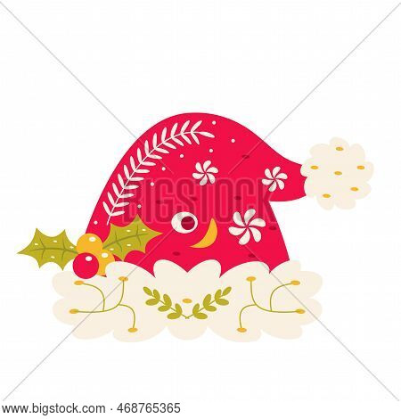 Vector Cartoon Cute Christmas Hat Illustration Isolated